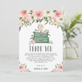 Roze Floral Greenery Adventure Baby shower Travel Bedankkaart (Staand voorkant)
