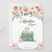 Roze Floral Greenery Adventure Baby shower Travel Bedankkaart (Achterkant)