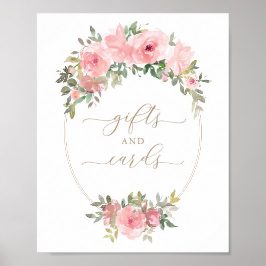 Roze Floral Greenery Baby shower voor kaartjes Poster (Voorkant)