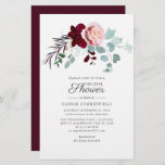 Roze Floral Greenery Bridal Shower Briefpapier<br><div class="desc">Budget Floral Script Eucalyptus Bridal Shower Invitation met elegante eucalyptus,  roze rozen en andere botanische foliage met script met handschrift.</div>