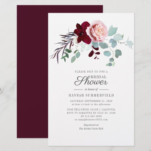 Roze Floral Greenery Bridal Shower Briefpapier (Voorkant / Achterkant)