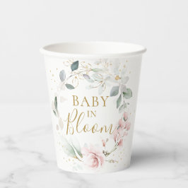 Roze Floral Greenery Foliage Baby shower Papierkop Papieren Bekers