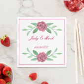 Roze Floral Greenery Foliage Paper Napkins Servet (Insitu)