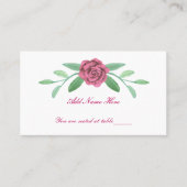 Roze Floral Greenery Foliage Table Flat Place Card Plaatskaartje (Voorkant)