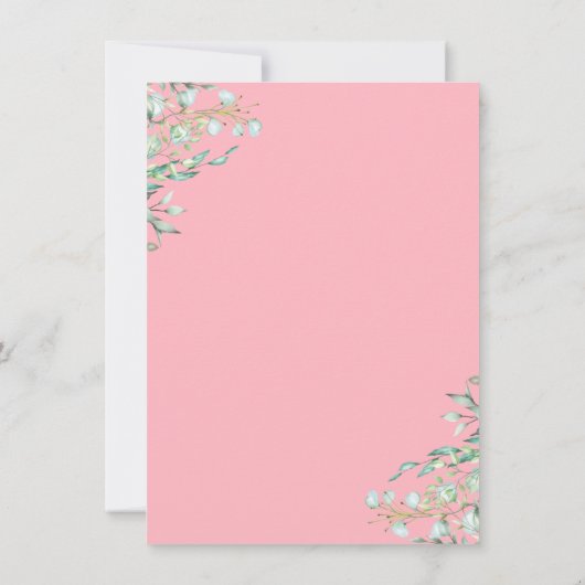 Roze Floral Greenery Gold Script Sweet 16 Birthday Bedankkaart (Achterkant)