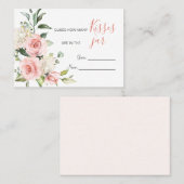 Roze Floral Greenery Hoeveel Kisses in Jar Game Plaatskaartje (Voorkant / Achterkant)