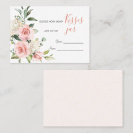 Roze Floral Greenery Hoeveel Kisses in Jar Game Plaatskaartje