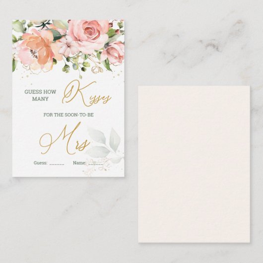 Roze Floral Greenery Hoeveel kussen in de pot en Informatiekaartje (Voorkant / Achterkant)