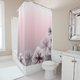 Roze Floral Grey Ombre Douchegordijn
