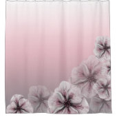 Roze Floral Grey Ombre Douchegordijn (Voorkant)