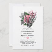 Roze Floral Halloween Gothic Rehearsal Dinner Kaart (Voorkant)