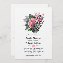 Roze Floral Halloween Gothic Rehearsal Dinner Kaart