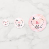  roze floral Happy 16th Birthday-ontwerp Confetti (Achterkanten)