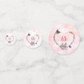  roze floral Happy 65th Birthday-ontwerp Confetti (Achterkanten)