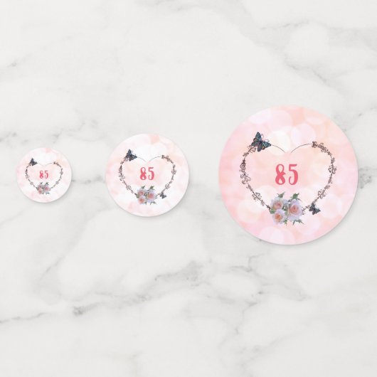 roze floral Happy 85th Birthday design Confetti (Achterkanten)