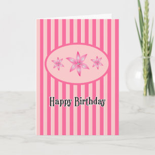 Roze Floral Happy Birthday Kaart