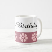 roze Floral Happy Birthday Koffiemok (Voorkant rechts)