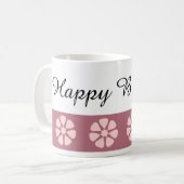 roze Floral Happy Birthday Koffiemok (Voorkant links)