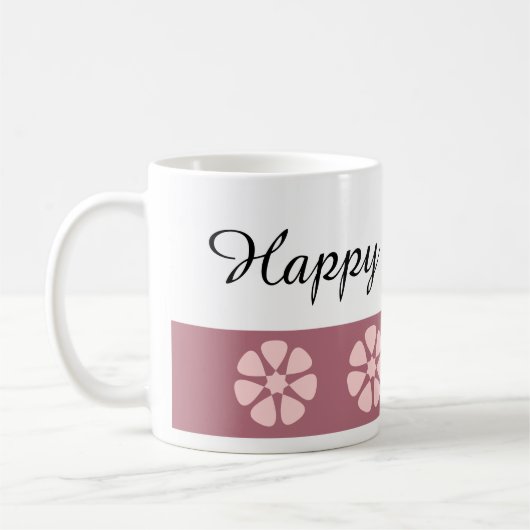 roze Floral Happy Birthday Koffiemok (Links)