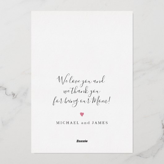 Roze floral Happy Moederdag aangepaste foto goud Folie Feestdagenkaart (Achterkant)