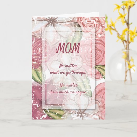 Roze Floral Happy Moederdag Kaart (Gele Bloem)