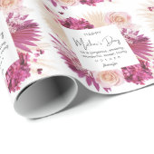 Roze Floral Happy Moederdag White Achtergrond Cadeaupapier (Rol Hoek)