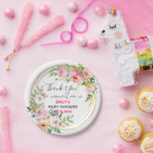  Roze Floral Hartelijk dank Baby shower Papieren Bordje (Feest)