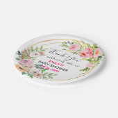  Roze Floral Hartelijk dank Baby shower Papieren Bordje (Gekanteld)