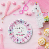  Roze Floral Hartelijk dank Baby shower Papieren Bordje (Feest)