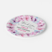  Roze Floral Hartelijk dank Baby shower Papieren Bordje (Gekanteld)