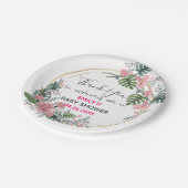  Roze Floral Hartelijk dank Baby shower Papieren Bordje (Gekanteld)