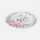  Roze Floral Hartelijk dank Baby shower Papieren Bordje (Gekanteld)