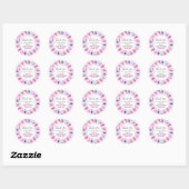  Roze Floral Hartelijk dank Baby shower Ronde Sticker (Vel)