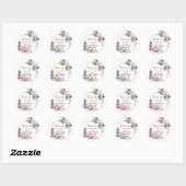 Roze Floral Hartelijk dank Baby shower Ronde Sticker (Vel)