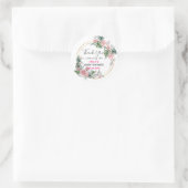 Roze Floral Hartelijk dank Baby shower Ronde Sticker (Tas)