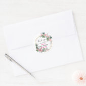 Roze Floral Hartelijk dank Baby shower Ronde Sticker (Envelop)