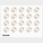  Roze Floral Hartelijk dank Baby shower Ronde Sticker (Vel)
