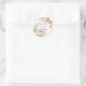  Roze Floral Hartelijk dank Baby shower Ronde Sticker (Tas)