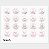  Roze Floral Hartelijk dank Baby shower Ronde Sticker (Vel)