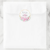  Roze Floral Hartelijk dank Baby shower Ronde Sticker (Tas)