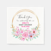  Roze Floral Hartelijk dank Baby shower Servet (Voorkant)