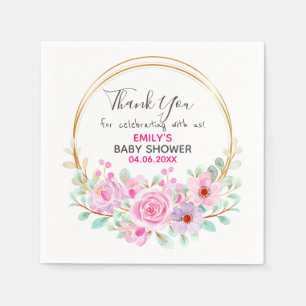  Roze Floral Hartelijk dank Baby shower Servet