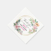  Roze Floral Hartelijk dank Baby shower Servet (Hoek)