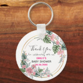  Roze Floral Hartelijk dank Baby shower Sleutelhanger (Voorkant)