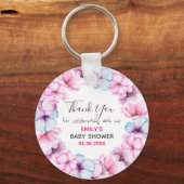  Roze Floral Hartelijk dank Baby shower Sleutelhanger (Voorkant)