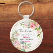  Roze Floral Hartelijk dank Baby shower Sleutelhanger (Voorkant)