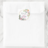 Roze Floral Hartelijk dank Baby shower Vierkante Sticker (Tas)