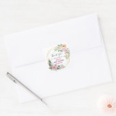 Roze Floral Hartelijk dank Baby shower Vierkante Sticker (Envelop)