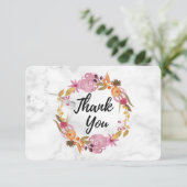  Roze Floral Hartelijk dank Bedankkaart (Staand voorkant)