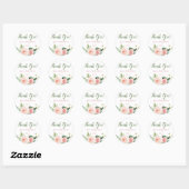 Roze Floral Hartelijk dank Ronde Sticker (Vel)